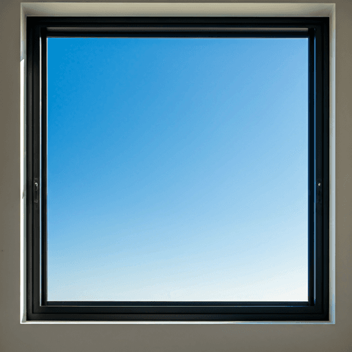 Clean residential window reflecting blue sky