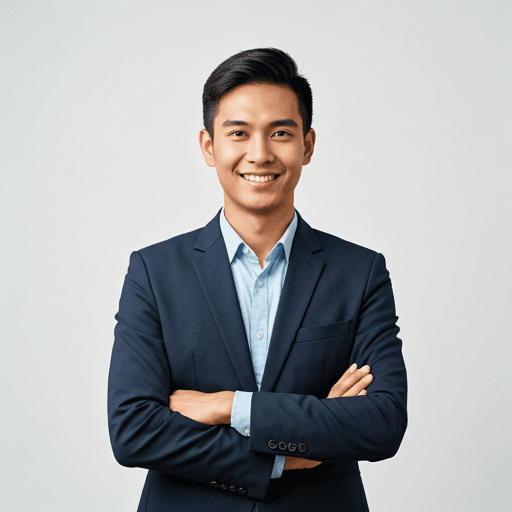 A person smiling in their freshly cleaned kitchen